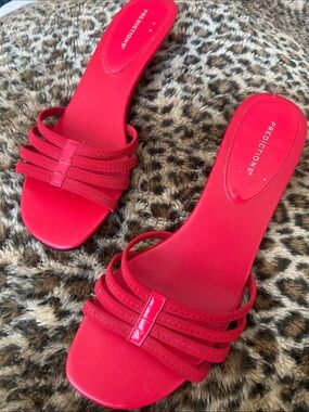 Predictions Red Strappy Slide Mules